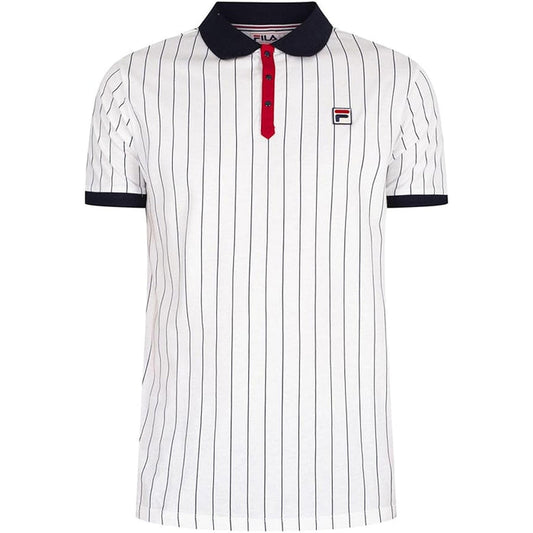 Fila Vintage BB1 Classic Vintage Striped Polo Shirt - White