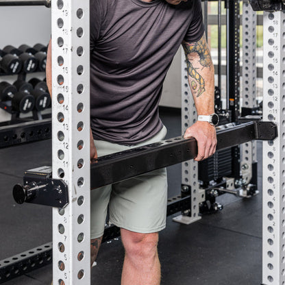 Athlete installing with the Flip-Down Safeties 2.0 on a PR-5000