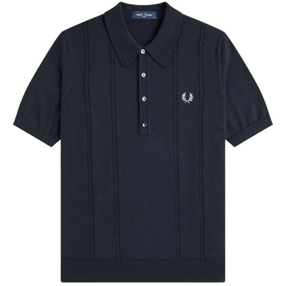Fred Perry Cable Knitted Shirt - Navy