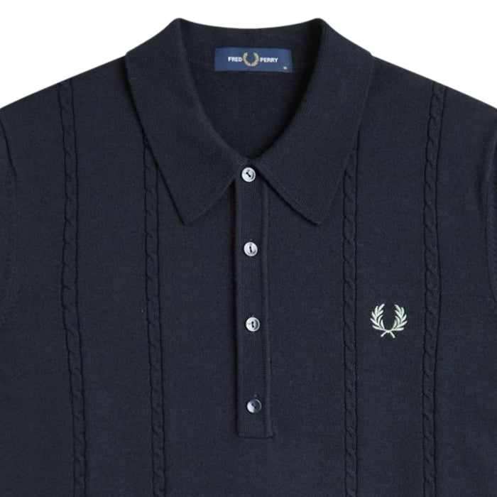 Fred Perry Cable Knitted Shirt - Navy