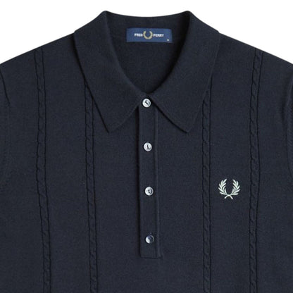 Fred Perry Cable Knitted Shirt - Navy