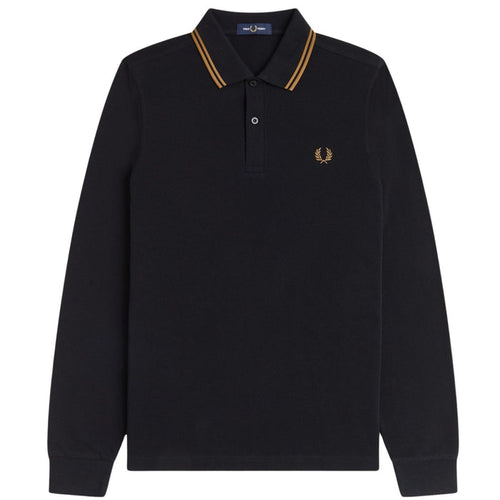 Fred Perry M3636 Long Sleeve Twin Tipped Polo Shirt - Black
