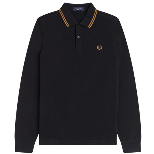 Fred Perry M3636 Long Sleeve Twin Tipped Polo Shirt - Black