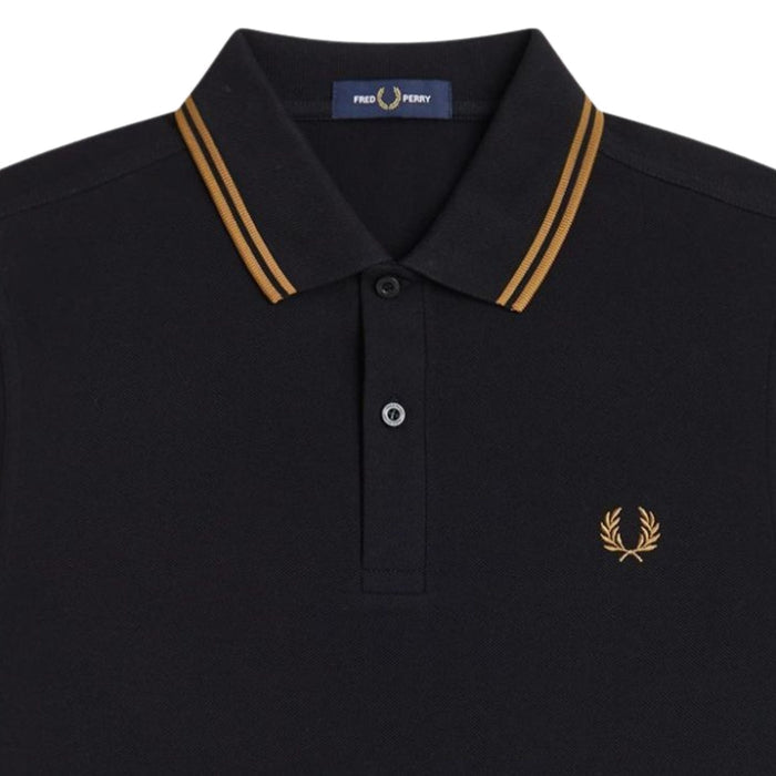 Fred Perry M3636 Long Sleeve Twin Tipped Polo Shirt - Black