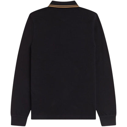 Fred Perry M3636 Long Sleeve Twin Tipped Polo Shirt - Black