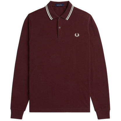 Fred Perry M3636 Twin Tipped Long Sleeve Polo Shirt - Oxblood