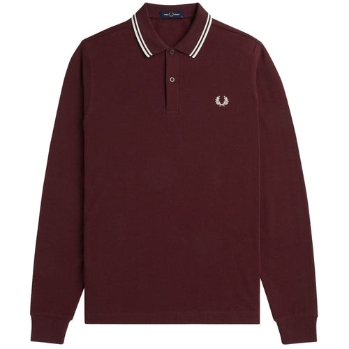 Fred Perry M3636 Twin Tipped Long Sleeve Polo Shirt - Oxblood