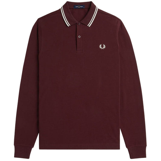 Fred Perry M3636 Twin Tipped Long Sleeve Polo Shirt - Oxblood