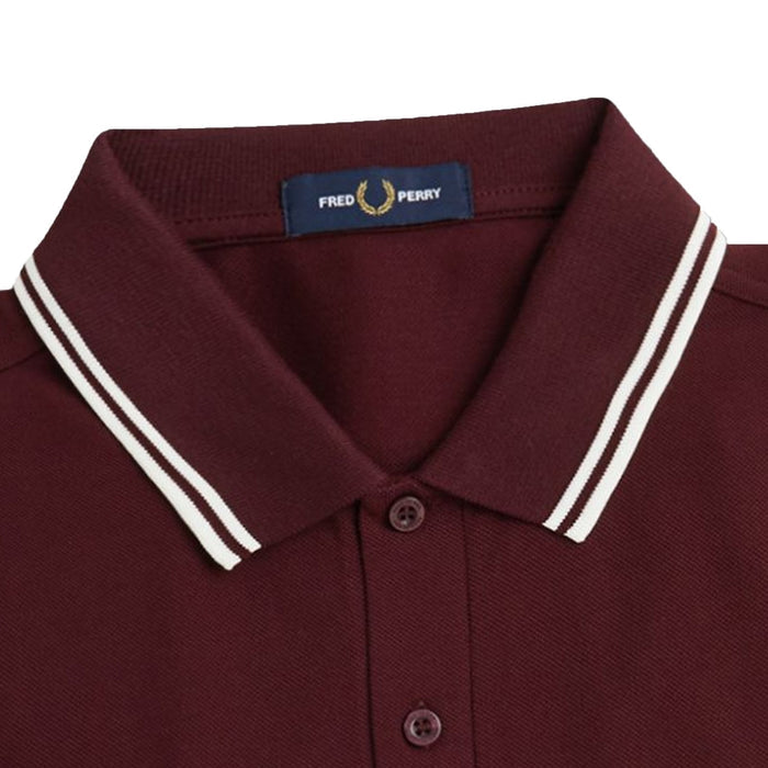 Fred Perry M3636 Twin Tipped Long Sleeve Polo Shirt - Oxblood
