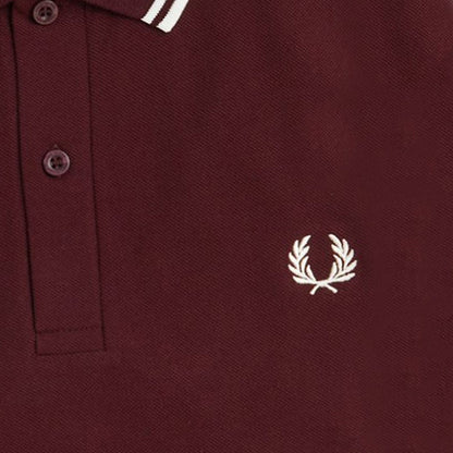 Fred Perry M3636 Twin Tipped Long Sleeve Polo Shirt - Oxblood