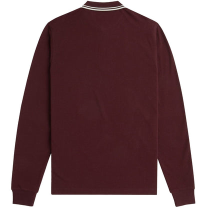 Fred Perry M3636 Twin Tipped Long Sleeve Polo Shirt - Oxblood