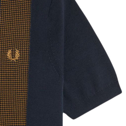 Fred Perry Panel Detail Knitted Shirt - Navy