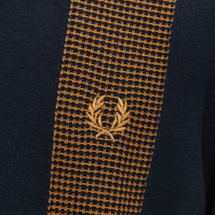 Fred Perry Panel Detail Knitted Shirt - Navy