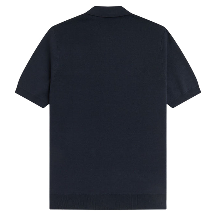 Fred Perry Panel Detail Knitted Shirt - Navy