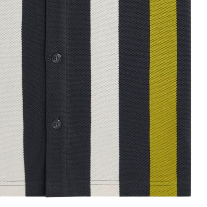 Fred Perry Panelled Button Through Polo Shirt - Black
