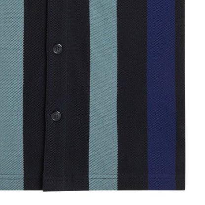 Fred Perry Panelled Button Through Polo Shirt - Black