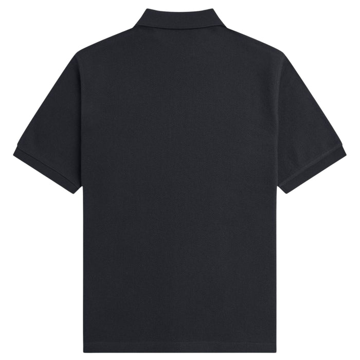 Fred Perry Panelled Button Through Polo Shirt - Black