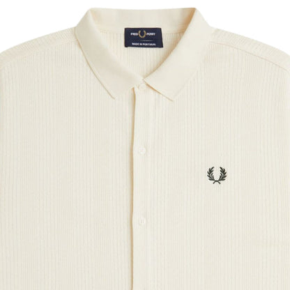 Fred Perry Pointelle Button Through Polo Shirt - Ecru