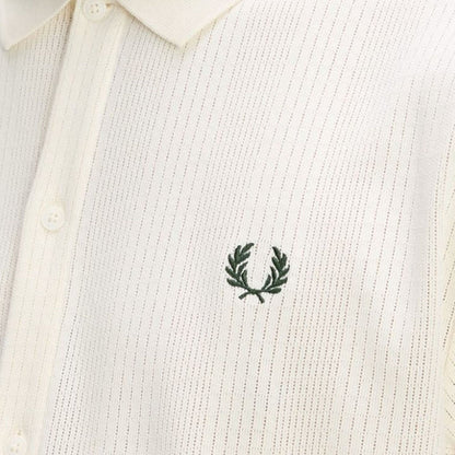 Fred Perry Pointelle Button Through Polo Shirt - Ecru