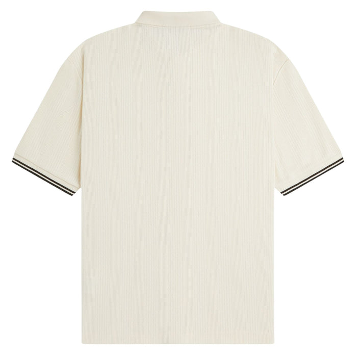 Fred Perry Pointelle Button Through Polo Shirt - Ecru