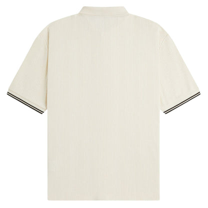 Fred Perry Pointelle Button Through Polo Shirt - Ecru