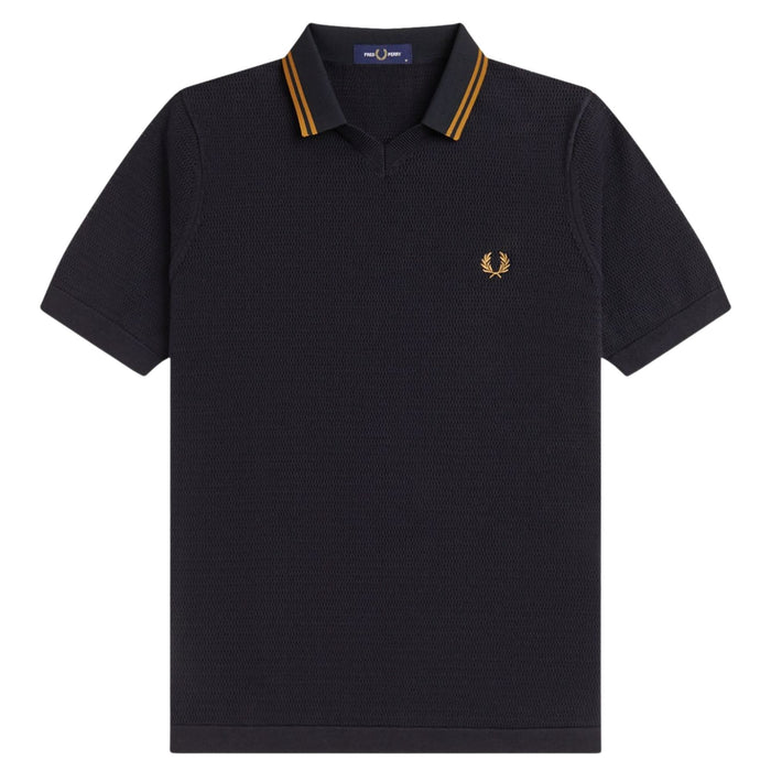 Fred Perry Pointelle Knitted Shirt - Black