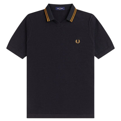Fred Perry Pointelle Knitted Shirt - Black