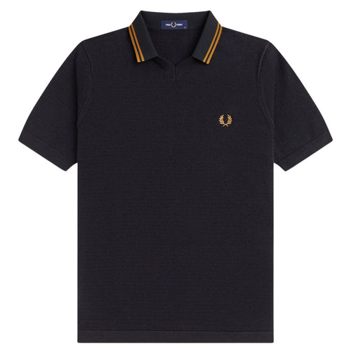 Fred Perry Pointelle Knitted Shirt - Black