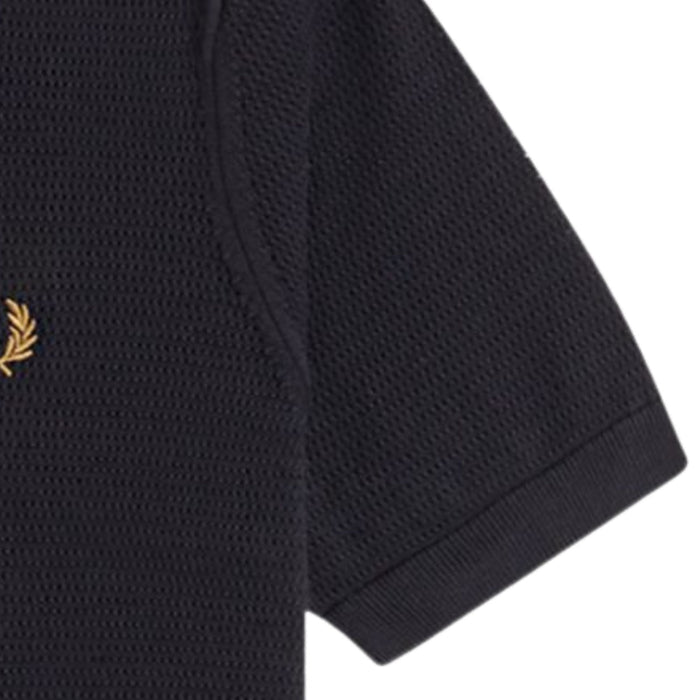Fred Perry Pointelle Knitted Shirt - Black