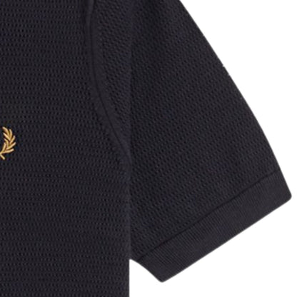 Fred Perry Pointelle Knitted Shirt - Black