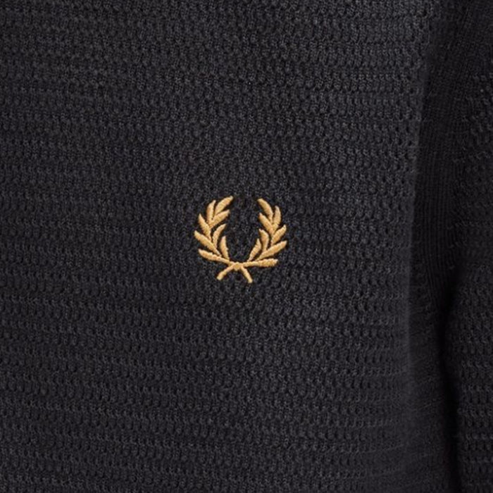 Fred Perry Pointelle Knitted Shirt - Black