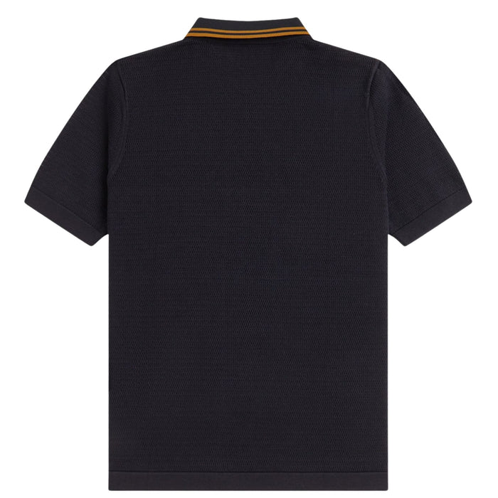 Fred Perry Pointelle Knitted Shirt - Black