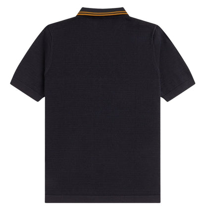 Fred Perry Pointelle Knitted Shirt - Black