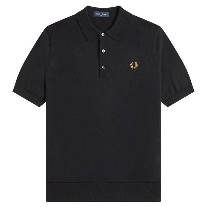 Fred Perry Staple Cotton Knitted Shirt - Black