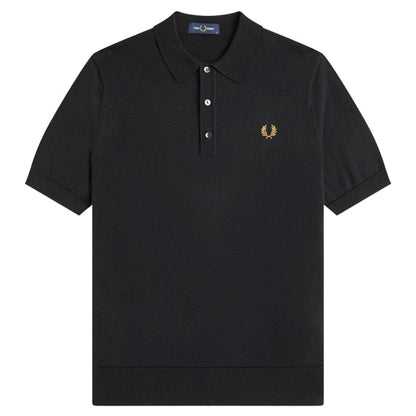 Fred Perry Staple Cotton Knitted Shirt - Black