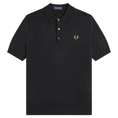Fred Perry Staple Cotton Knitted Shirt - Black
