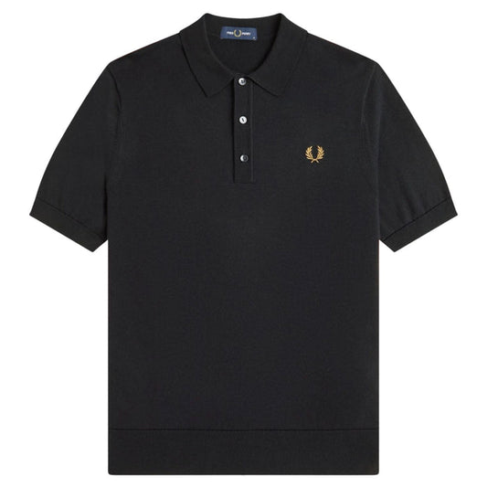 Fred Perry Staple Cotton Knitted Shirt - Black