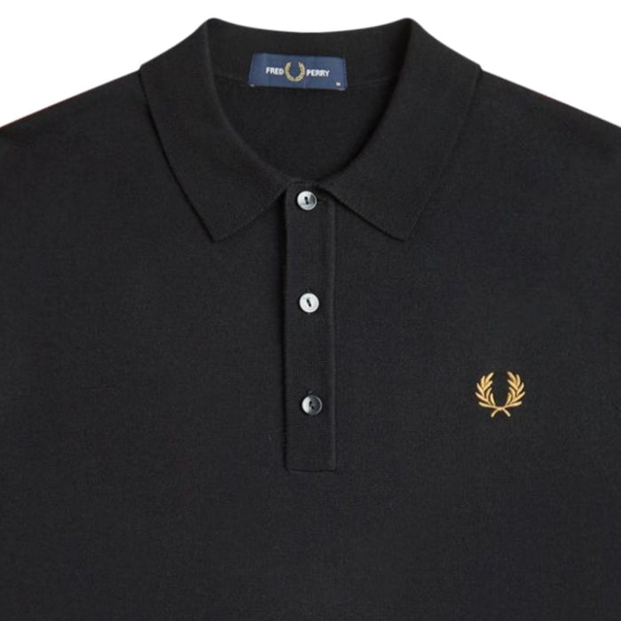 Fred Perry Staple Cotton Knitted Shirt - Black