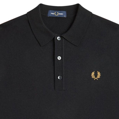 Fred Perry Staple Cotton Knitted Shirt - Black