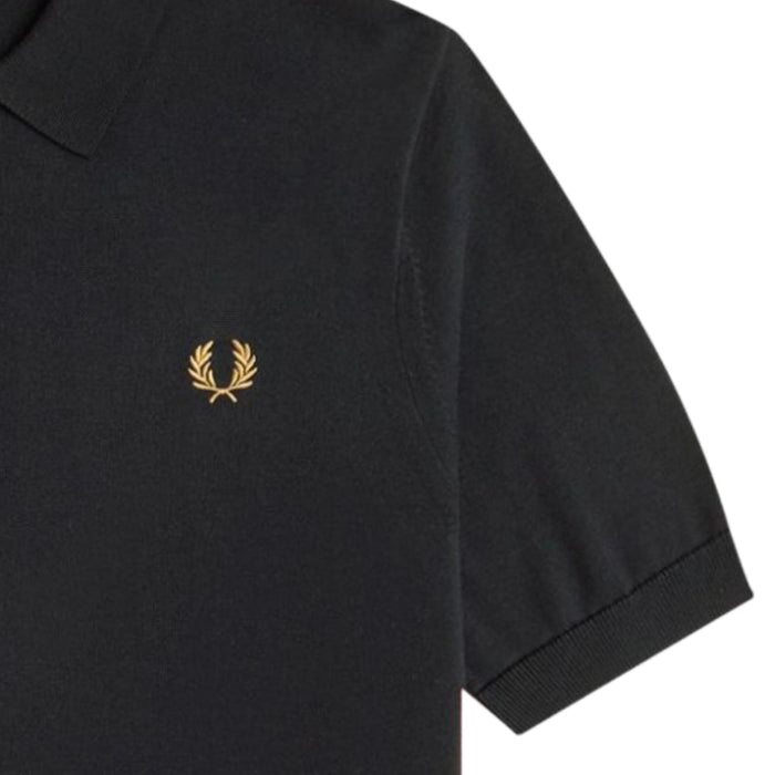 Fred Perry Staple Cotton Knitted Shirt - Black