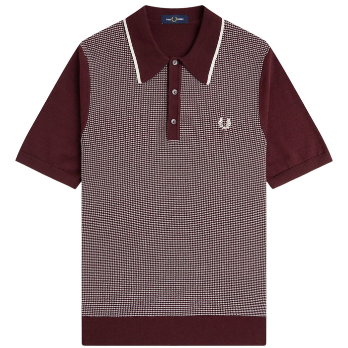 Fred Perry Tonic Waffle Knitted Shirt - Oxblood