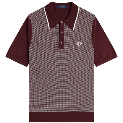 Fred Perry Tonic Waffle Knitted Shirt - Oxblood