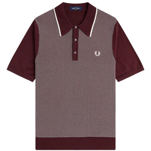 Fred Perry Tonic Waffle Knitted Shirt - Oxblood