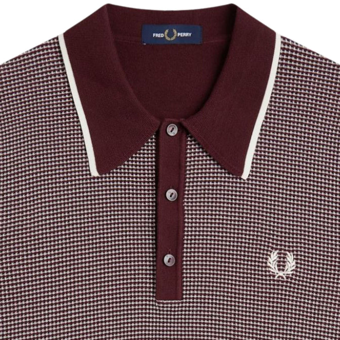 Fred Perry Tonic Waffle Knitted Shirt - Oxblood