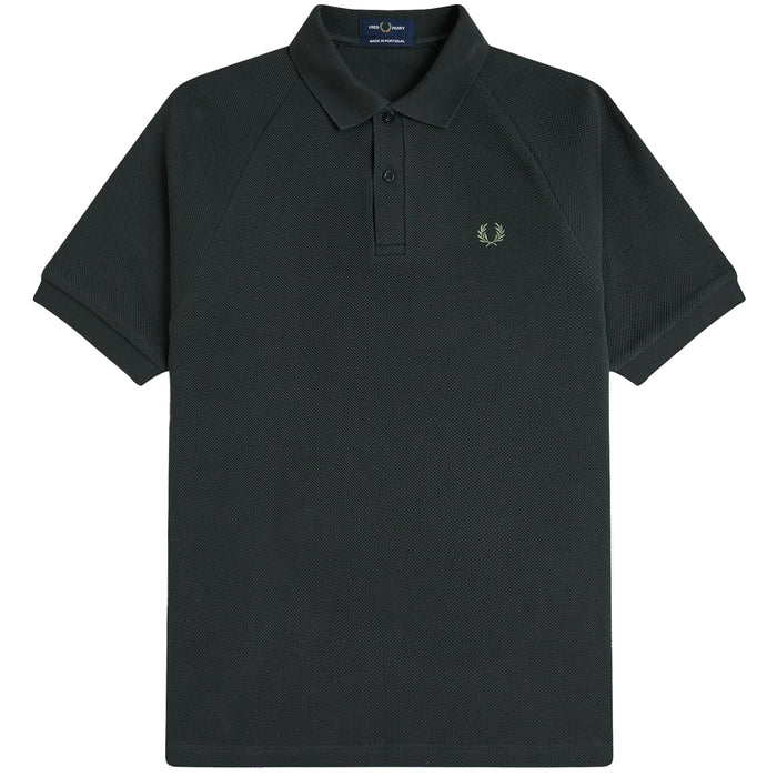 Fred Perry Waffle Stitch Knitted Shirt - Night Green