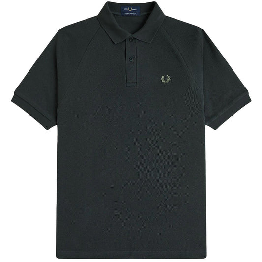 Fred Perry Waffle Stitch Knitted Shirt - Night Green