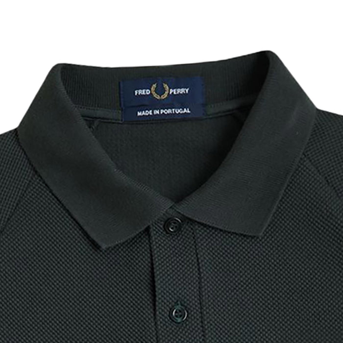 Fred Perry Waffle Stitch Knitted Shirt - Night Green