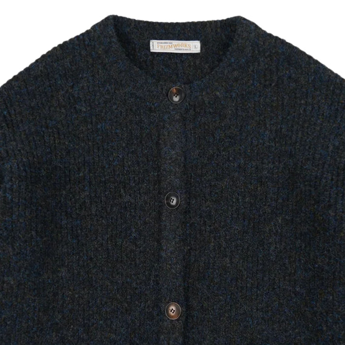FrizmWORKS Brushed Wool Round Cardigan - Black