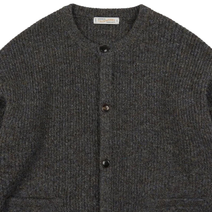 FrizmWORKS Brushed Wool Round Cardigan - Brown