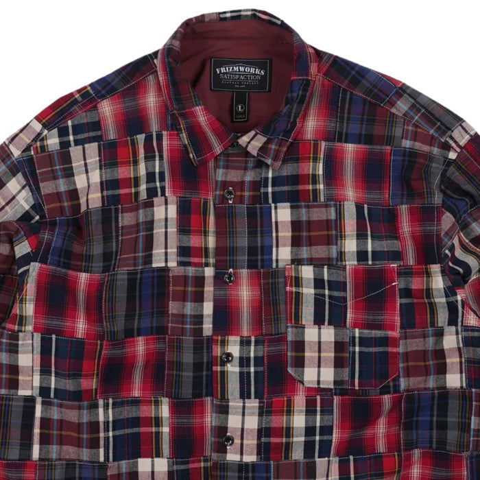 FrizmWORKS Madras Patchwork Relaxed Shirt - Wine